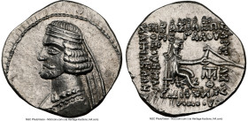 PARTHIAN KINGDOM. Mithradates IV (58/7-55 BC). AR drachm (20mm, 3.94 gm, 11h). NGC Choice XF 5/5 - 3/5, marks. Mithradatkart. Draped bust of Mithradat...