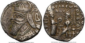 PARTHIAN KINGDOM. Vologases IV (AD 147-191). BI tetradrachm (26mm, 13.62 gm, 12h). NGC Choice VF 4/5 - 3/5. Seleuceia on the Tigris, dated Dios Seleuc...