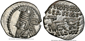 PARTHIAN KINGDOM. Osroes II (ca. AD 190-208). AR drachm (18mm, 3.68 gm, 12h). NGC Choice AU 5/5 - 4/5. Ecbatana. Diademed, draped bust of Osroes II le...