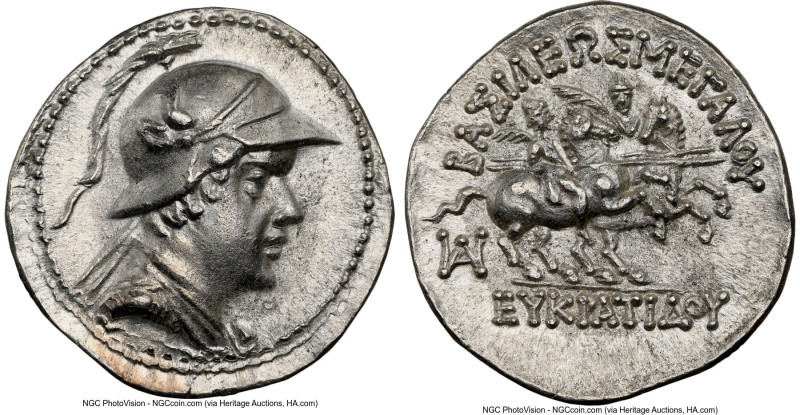 BACTRIAN KINGDOM. Eucratides I the Great (ca. 170-145 BC). AR drachm (20mm, 4.22...