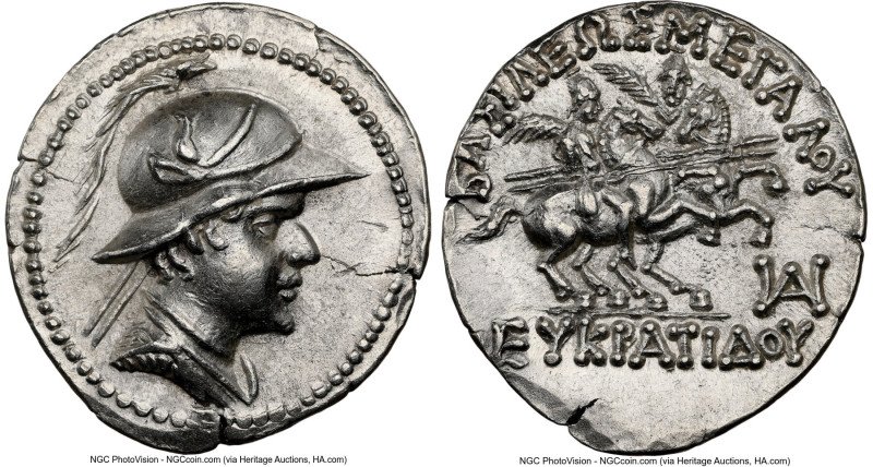 BACTRIAN KINGDOM. Eucratides I the Great (ca. 170-145 BC). AR drachm (21mm, 4.21...