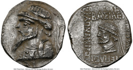 ELYMAIS KINGDOM. Kamnaskires V (ca. 54-32 BC). AR tetradrachm (26mm, 12h). NGC Choice VF, die shift. Seleucia ad Hedyphon, draped bust of Kamnaskires ...