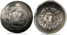 ARABIA FELIX. Himyarites. 'Amdan Bayyin (ca. 1st century AD). AR scyphate drachm (24mm, 4h). NGC Choice XF. Raidan mint. Head of male right, monogram ...