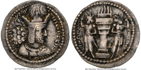 SASANIAN KINGDOM. Shahpur (Sabuhr) I the Great (AD 240-272). AR obol (15mm, 0.69 gm, 3h). NGC Choice VF 5/5 - 2/5, edge bends, scratches. Mint I ("Cte...