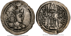 SASANIAN KINGDOM. Bahram (Varhran) IV (AD 388-399). AR drachm (26mm, 3.31 gm, 3h). NGC Choice VF 5/5 - 2/5, slight bend. BBA (Court) mint, ca. AD 394-...