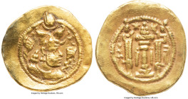 SASANIAN KINGDOM. Peroz (Firuz) I (AD 457/9-484). AV dinar (21mm, 3.68 gm, 4h). VF, wavy flan, altered surfaces. BBA (Court) mint, ca. AD 477-484. Dra...