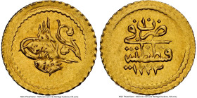 Mahmud II gold 1/4 Zeri Mahbub AH 1223 Year 10 (1817/1818) AU55 NGC, Qustantiniyah mint, KM608. HID09801242017 © 2024 Heritage Auctions | All Rights R...
