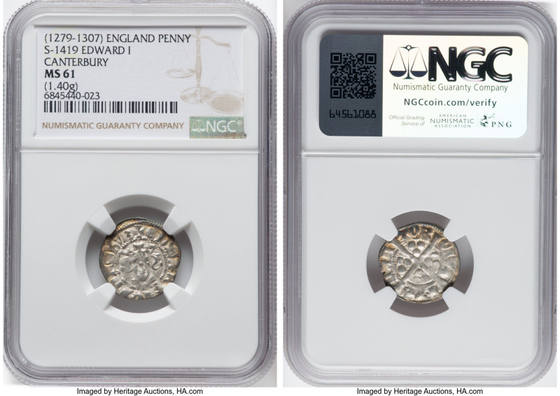 Edward I Penny ND (1279-1307) MS61 NGC, Canterbury mint, S-1419. 1.40gm. Scarce ...