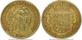 William and Mary gold "Elephant & Castle" 5 Guineas 1692 AU Details (Cleaned) NGC, KM479.2, S-3423, Schneider-Unl. An elusive issue that seldom appear...