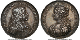 "William and Mary Marriage" silver Medal ND (1677) AU58 NGC, Eimer-256, MI-568-235. By N. Chevalier. With only one graded higher in the NGC census, th...