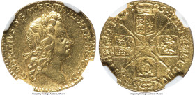 George I gold 1/2 Guinea 1725 MS61 NGC, KM560, S-3637, Fr-329. The reverse bears an interesting strike-through, while generous detail is still visible...