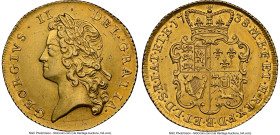 George II gold 2 Guineas 1738 AU Details (Cleaned) NGC, KM576, S-3667B. An exceptional piece with a particularly well-struck reverse, which enhances i...