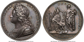 George II silver "Coronation" Medal 1727 MS61 NGC, Eimer-510, MI-479-4. 34mm. By J. Croker. An expertly crafted medal with details emphasized by the h...