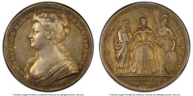 Caroline silver Specimen "Coronation" Medal 1727 SP58 PCGS, Eimer-512, MI-480-8. 35mm. By J. Croker. CAROLINA D G MAG BR FR ET HIB REGINA Diademed and...
