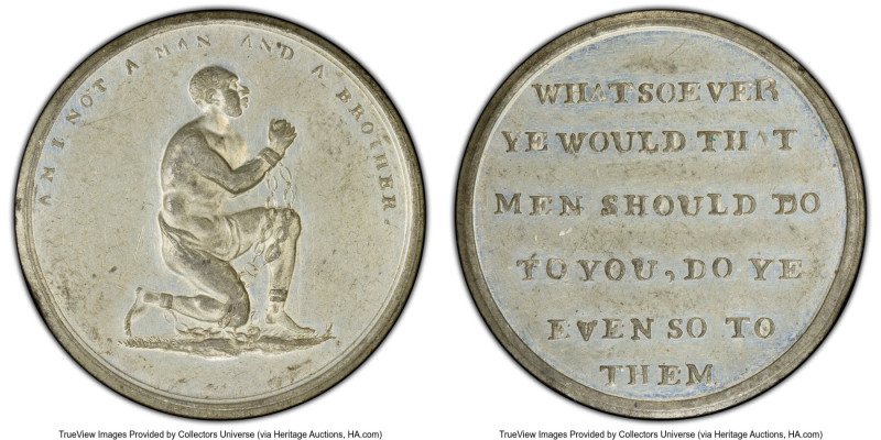 Middlesex. Political white metal "Anti-Slavery" Penny Token 1787 AU58 PCGS, BHM-...