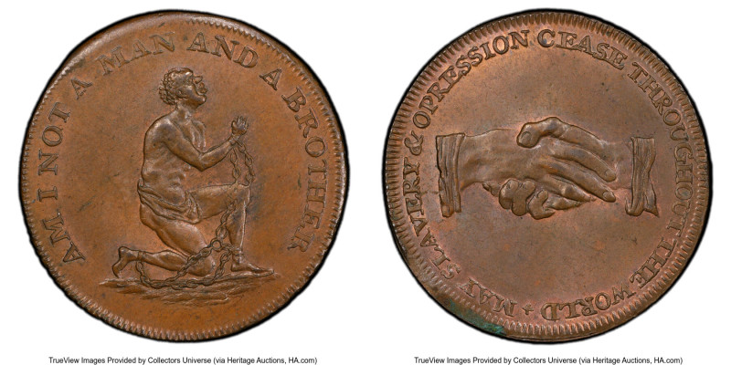 Middlesex. Political copper "Anti-Slavery" 1/2 Penny Token ND (c. 1790) MS63 Bro...