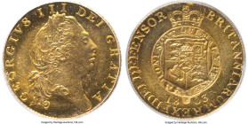 George III gold 1/2 Guinea 1803 MS63 PCGS, KM649, S-3736. Bold flashy surfaces illuminate this Choice specimen, which is seldom seen in such a high gr...