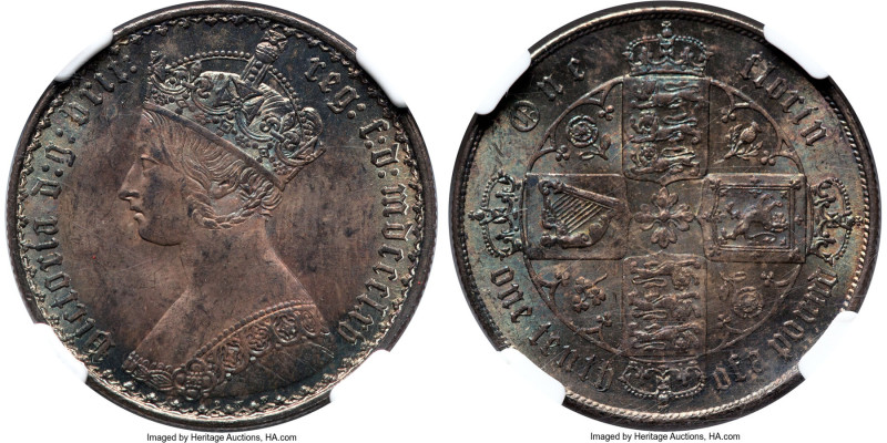 Victoria "Gothic" Florin 1865 MS65 NGC, KM746.3, S-3892. One of three allocated ...