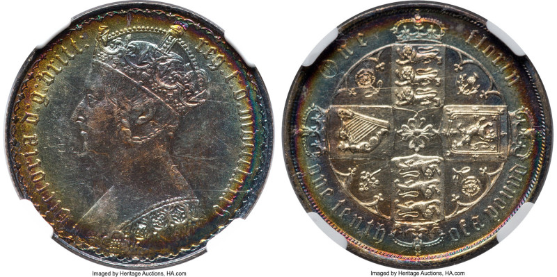 Victoria "Gothic" Florin 1885 MS61 NGC, KM746.4, S-3900. An impressive example o...