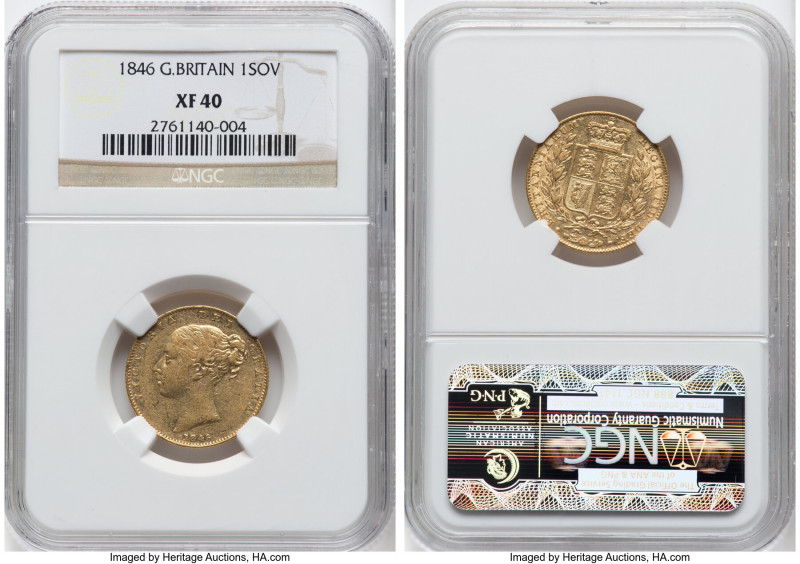 Victoria gold Sovereign 1846 XF40 NGC, KM736.1, S-3852, Fr-387e. One of only thr...