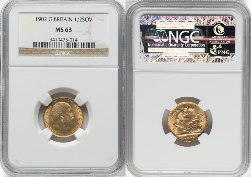 Edward VII gold 1/2 Sovereign 1902 MS63 NGC, KM804, S-3974A. HID09801242017 © 20...