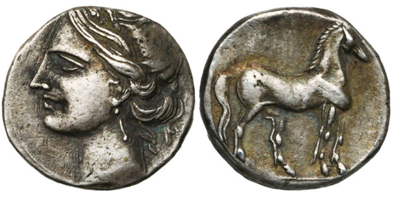 ZEUGITANE, CARTHAGE, AR quart de sheqel, 220-210 av. J.-C., atelier italien. D/ ...