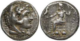 ROYAUME DE MACEDOINE, Alexandre III le Grand (336-323), AR tétradrachme, 330-327 av. J.-C., Aké. D/ T. d'Héraclès à d., coiffé de la dépouille de lion...