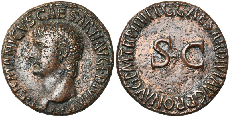 GERMANICUS (†19), père de Caligula, AE as, 40-41, Rome. Frappé sous Caligula. D/...