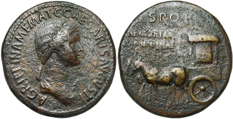 AGRIPPINE l'Ancienne (†33), épouse de Germanicus, mère de Caligula, AE sesterce,...