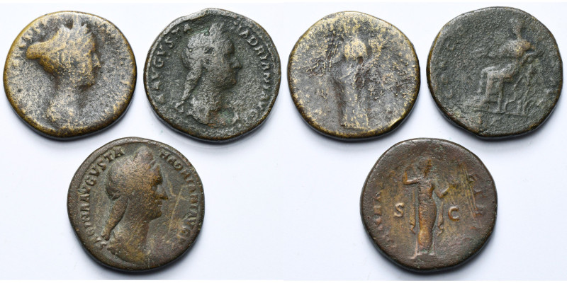 lot de 3 sesterces: Matidia, R/ Fig. fém. deb.; Sabine, R/ Concordia, Vénus.

...