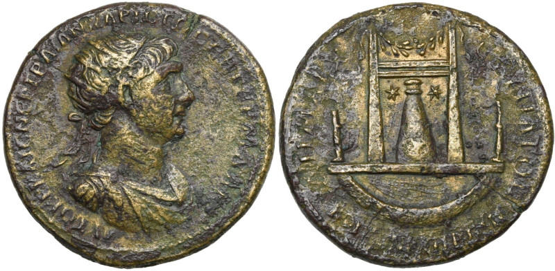 CHYPRE, Trajan (98-117), AE bronze, 112-117. D/ B. r., dr., cuir. à d. R/ ΔHMAPX...