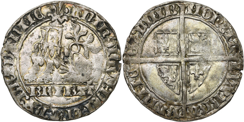 BRABANT, Duché, Antoine de Bourgogne (1406-1415), AR double gros botdrager, s.d....