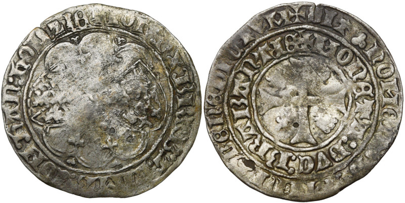 BRABANT, Duché, Jean IV (1415-1427), AR double gros drielander, 1420-1421, sans ...