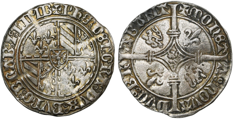 BRABANT, Duché, Philippe le Bon (1430-1467), AR double gros vierlander, 1434-143...