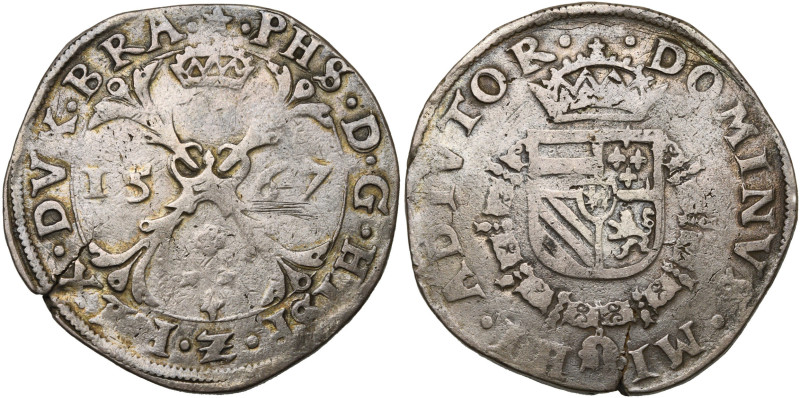 BRABANT, Duché, Philippe II (1555-1598), AR écu de Bourgogne, 1567, Maastricht. ...