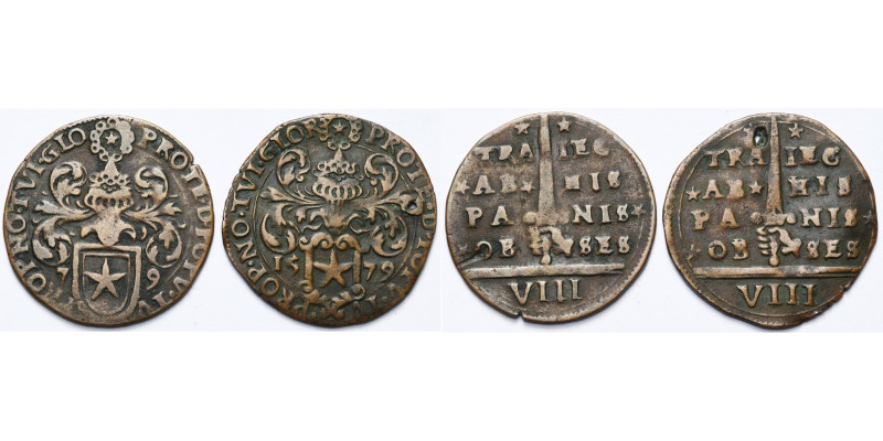 BRABANT, Duché, Maastricht assiégée par Alexandre Farnèse, lot de 2 p. de 8 sols...