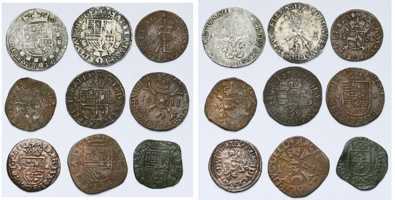 BRABANT, Duché, Albert et Isabelle (1598-1621), lot de 9 p.: stoter (huitième de...