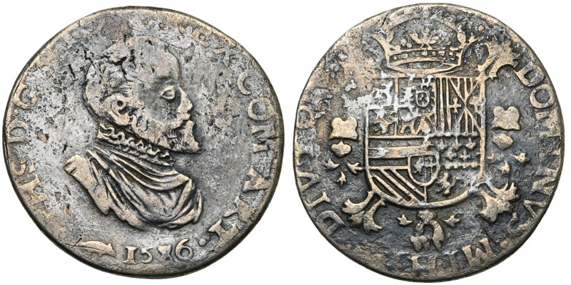 ARTOIS, Comté, Philippe II (1555-1598), AR demi-écu Philippe, 1586, Arras. D/ B....