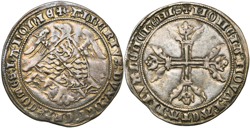 HAINAUT, Comté, Albert de Bavière (1389-1404), AR plaque (double gros à l'aigle)...