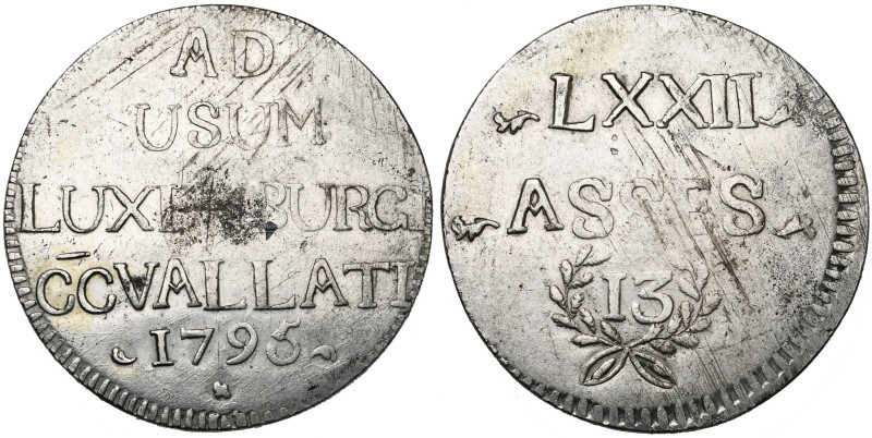 LUXEMBOURG, assiégée par l'armée française (1794-1795), AR écu de 72 sols, 1795....