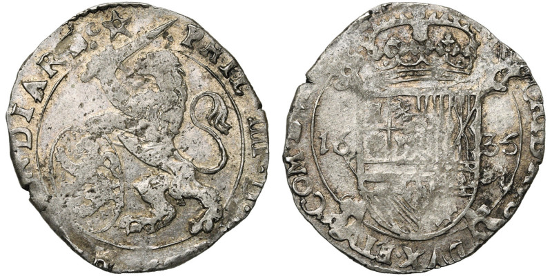 FRANCHE-COMTE, Philippe IV (1621-1665), AR escalin, 1635, Dole. Différent: étoil...