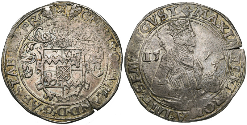 STAVELOT, Abbaye, Christophe de Manderscheid (1546-1576), AR rixdaler, 1570, Pou...