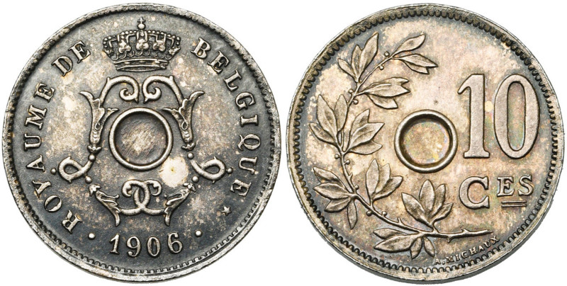 BELGIQUE, Royaume, Léopold II (1865-1909), 10 centimes, 1906 FR. Epreuve en arge...