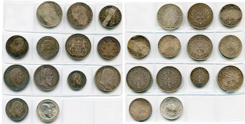 ALLEMAGNE, lot de 13 p.: Bavière, Ludwig II, 5 Mark 1875; Otto, 5 Mark, 1903; 3 ...