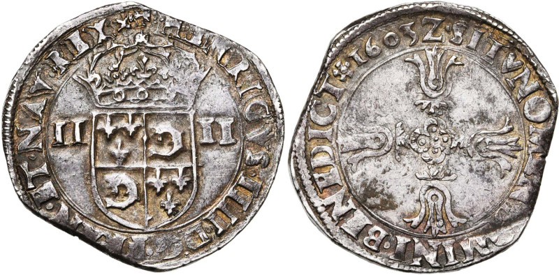 FRANCE, Royaume, Henri IV (1589-1610), AR quart d'écu du Dauphiné, 1603 Z, Greno...