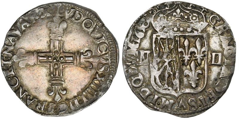 FRANCE, Royaume, Louis XIV (1643-1715), AR quart d'écu de Navarre, 1650, Saint-P...