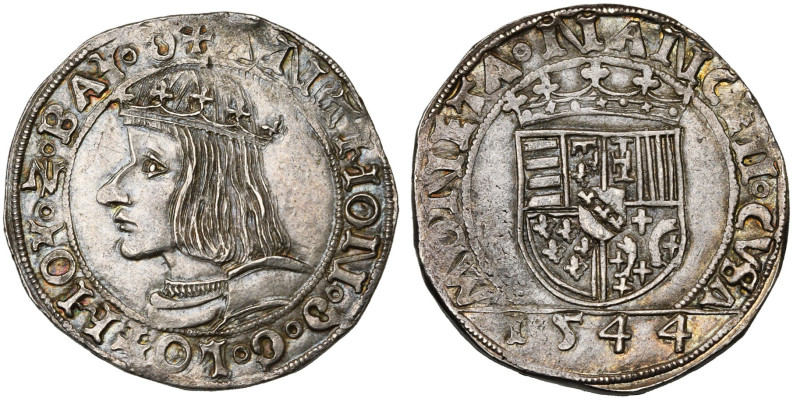 FRANCE, LORRAINE, Duché, Antoine (1508-1544), AR teston, 1544, Nancy. D/ B. cour...