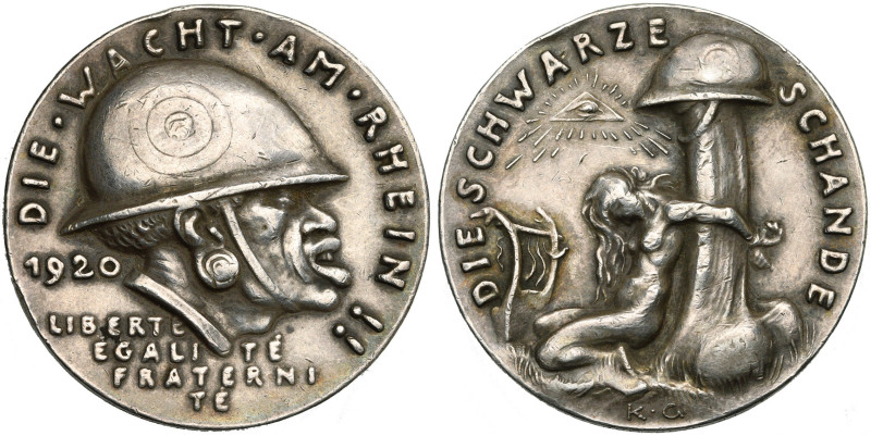 ALLEMAGNE, AR médaille, 1920, Götz. Viols perpétrés par les soldats africains de...