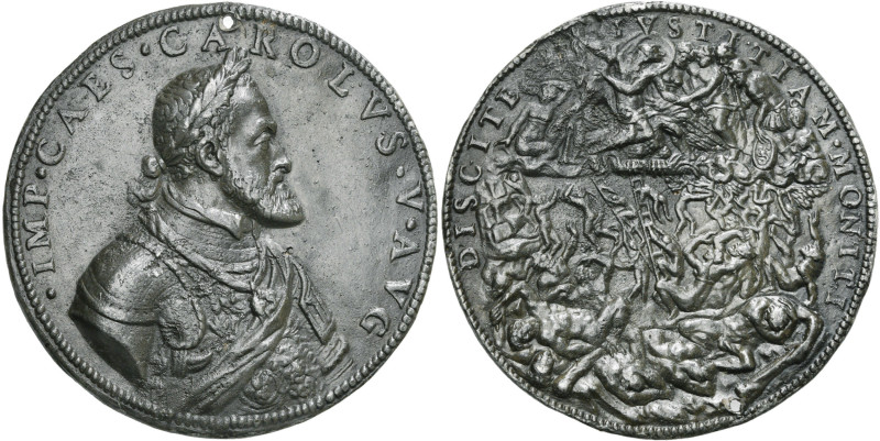 SAINT EMPIRE, Plomb médaille, s.d. (1550), Leone Leoni. Victoire de Charles Quin...