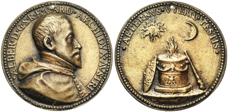 PAYS-BAS MERIDIONAUX, AE médaille, s.d. (1596), Montfort. Le cardinal archiduc A...